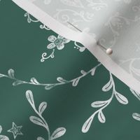 Soft Damask on Pine Green