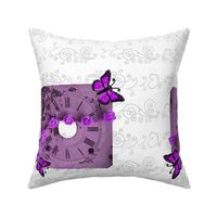 Clock Butterfly Tea Towel Purple