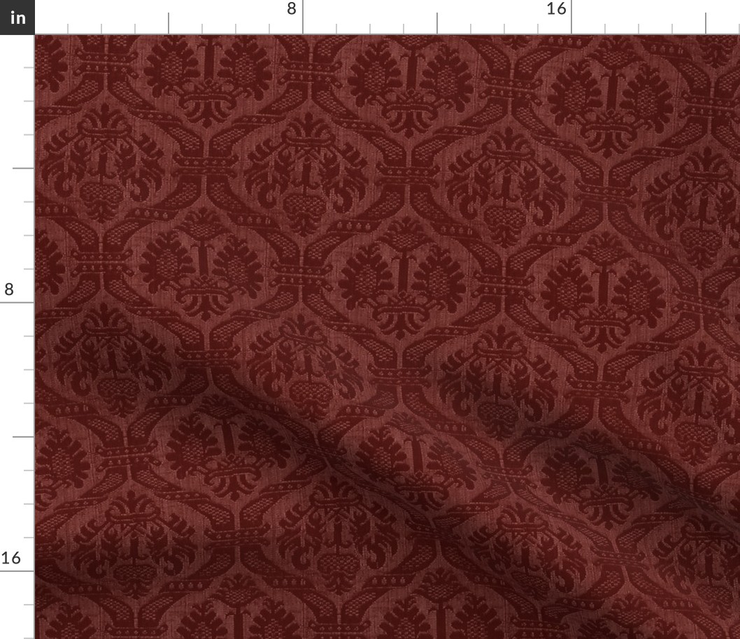 Renaissance damask, maroon red