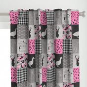 My favourite hunter calls me mom//Pink&Black - Wholecloth Cheater Quilt