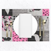 My favourite hunter calls me mom//Pink&Black - Wholecloth Cheater Quilt - Rotated