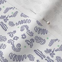 Squiggles & Dots - Purple & Green on White