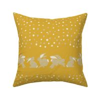 Rabbit dots ochre pillow 