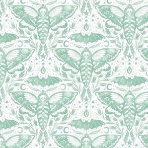 Skull Moth Damask - Mint