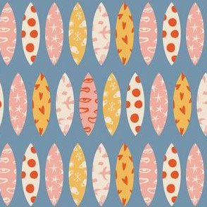 Surfing boards vector colorful Scandinavian pattern.