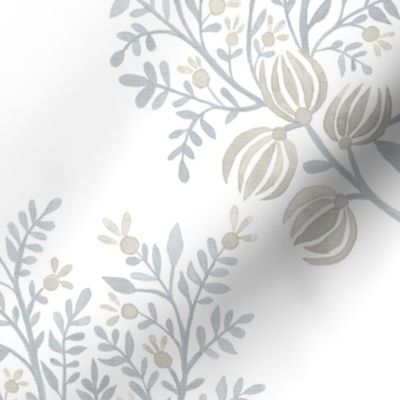 Putty soft Blue On white EMMA FLORAL TOSS.