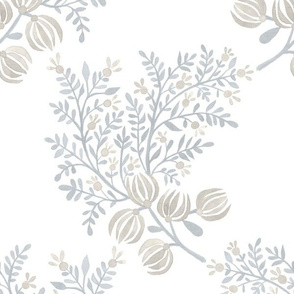 Putty soft Blue On white EMMA FLORAL TOSS.