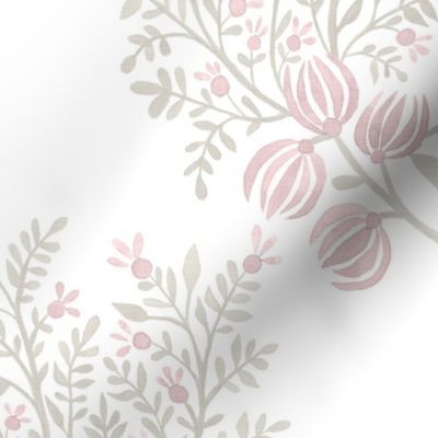 Putty and Blush On white EMMA FLORAL TOSS.