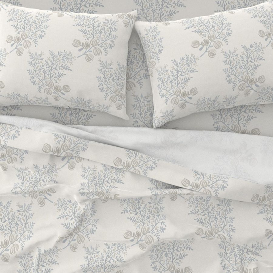 Putty soft Blue On Cream EMMA FLORAL TOSS.