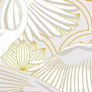 Herons Art Deco_Gold and Gray_200Size