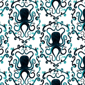 Rococo octopus deep blue