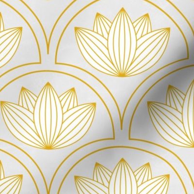 Water Lilies Art Deco_Gold and Gray_200Size