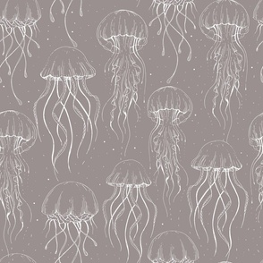 Jellyfishes // Nude Pastel Simple // Nautical Sealife// Hand drawn by Renatta Zare