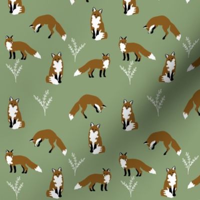 Clever Fox on sage green