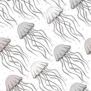 Jellyfish // Nautical Maritime  / Hand drawn by Renatta Zare