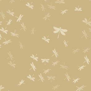 Gold dragonflies on gold background