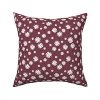 Sweet summer day boho daisies and blossom garden little branches nursery berry maroon white