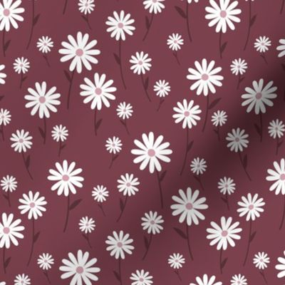 Sweet summer day boho daisies and blossom garden little branches nursery berry maroon white
