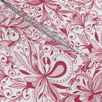 Floral Doodles Seamless Repeat Pattern in Rose Pink 