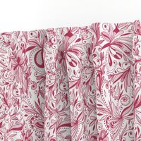 Floral Doodles Seamless Repeat Pattern in Rose Pink 