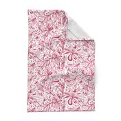 Floral Doodles Seamless Repeat Pattern in Rose Pink 