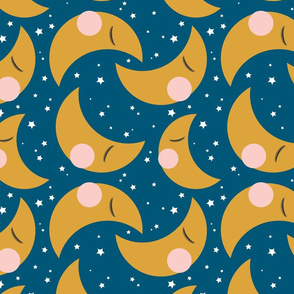 Sleepy Crescent Moons | Midnight Blue