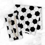 Small Classic Soccer Football Hexagonal Black and White Seamless Print Repeat