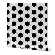 Small Classic Soccer Football Hexagonal Black and White Seamless Print Repeat