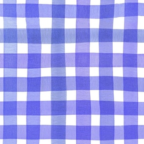 cottagecore violet and blue country hand drawn gingham L