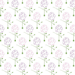 Dainty Spring Florals Pattern 1 - Pink and Purple [White]