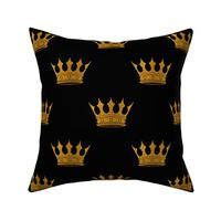 Midnight Black Faux Metallic Gold Crowns