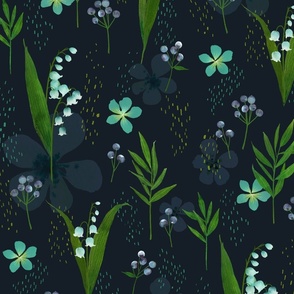 Lily of the Valley Floral (Dark) - Large