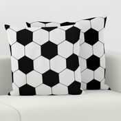 Classic Soccer Football Hexagonal Black and White Seamless Print Repeat