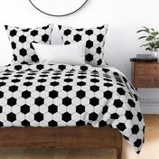 Classic Soccer Football Hexagonal Black and White Seamless Print Repeat