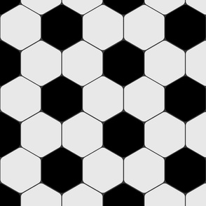 Classic Soccer Football Hexagonal Black and White Seamless Print Repeat