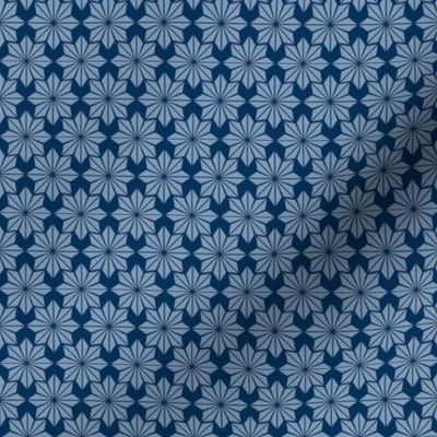 Geometric Floral in Light Blue on Classic Blue - Small