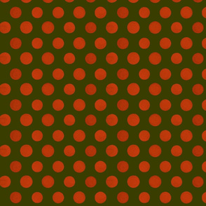 Red Polka Dot on Green