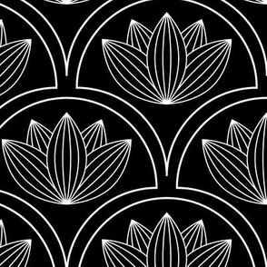 Water Lilies Art Deco-Black and White_200Size