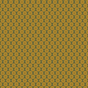 Midcentury Geometric Floral in Spruce Green and Rich Gold - Tiny