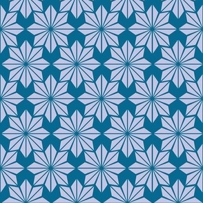 Geometric Floral in Lavender on Blue - Medium