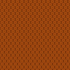 Geometric Floral in Orange on Rust - Tiny