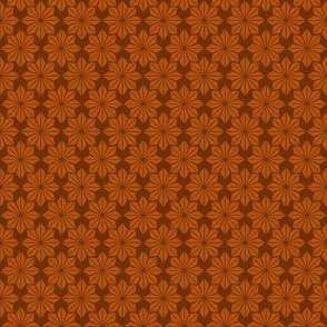 Geometric Floral in Orange on Rust - Small