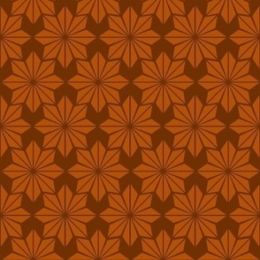 Geometric Floral in Orange on Rust - Medium