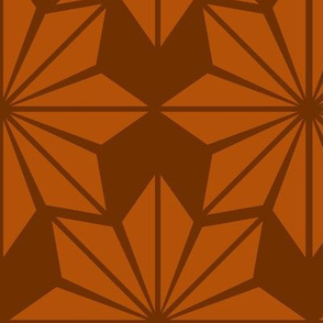 Geometric Floral in Orange on Rust - Large