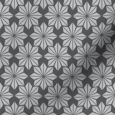 Geometric Floral in Light Grey on Charcoal - Medium