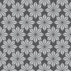 Geometric Floral in Light Grey on Charcoal - Medium