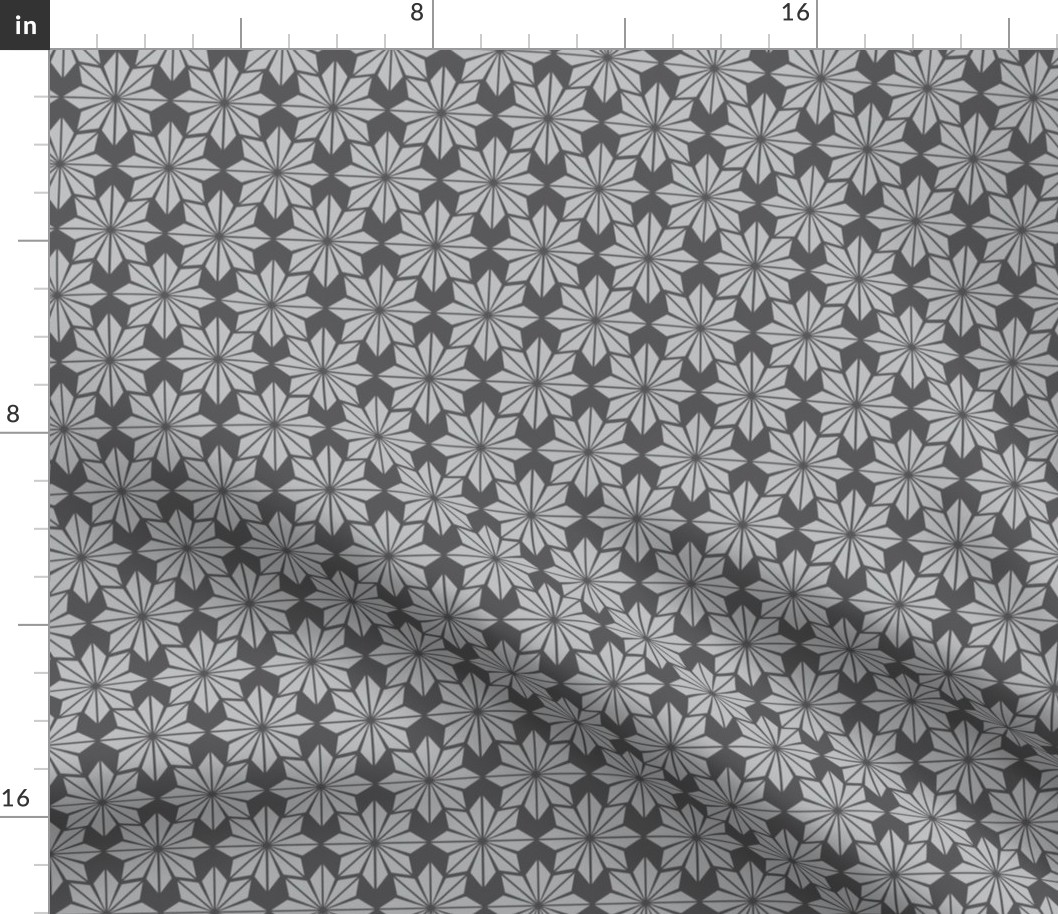 Geometric Floral in Light Grey on Charcoal - Medium