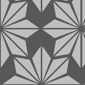 Geometric Floral in Light Grey on Charcoal - Large