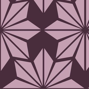 Geometric Floral in Lavender on Plum Purple - Large