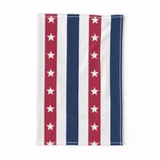 USA Flag Colors of Red, White and Blue with Stars in Alternating 2 Inch Vertical Stripes